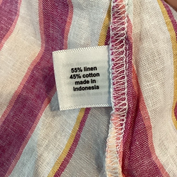 Lane Bryant Striped Tie Shoulder Top Size 18/20 Multicolor Linen Blend - Picture 7 of 7